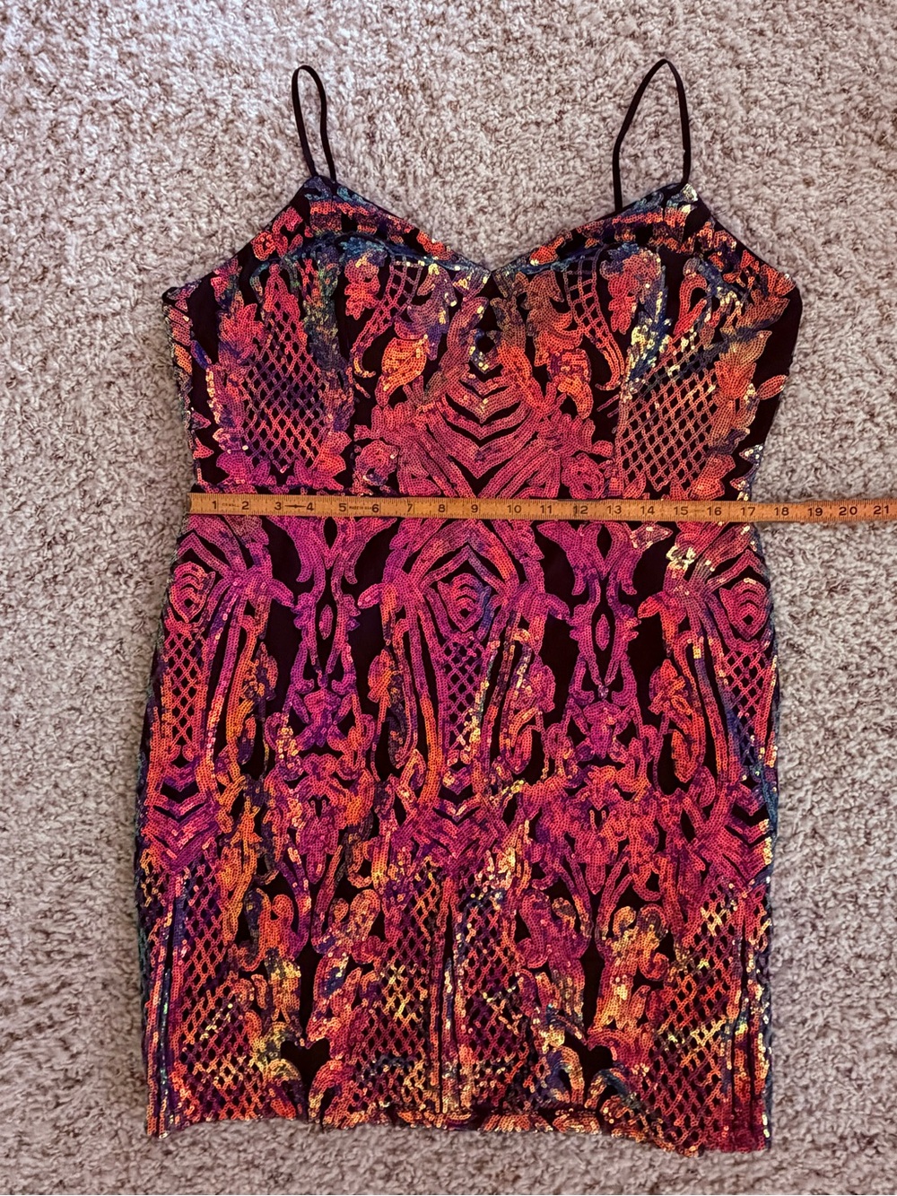Hoco City Vibe Iridescent Rainbow Sequin Bodycon Dress Sz 17 Homecoming EUC - Picture 7 of 16